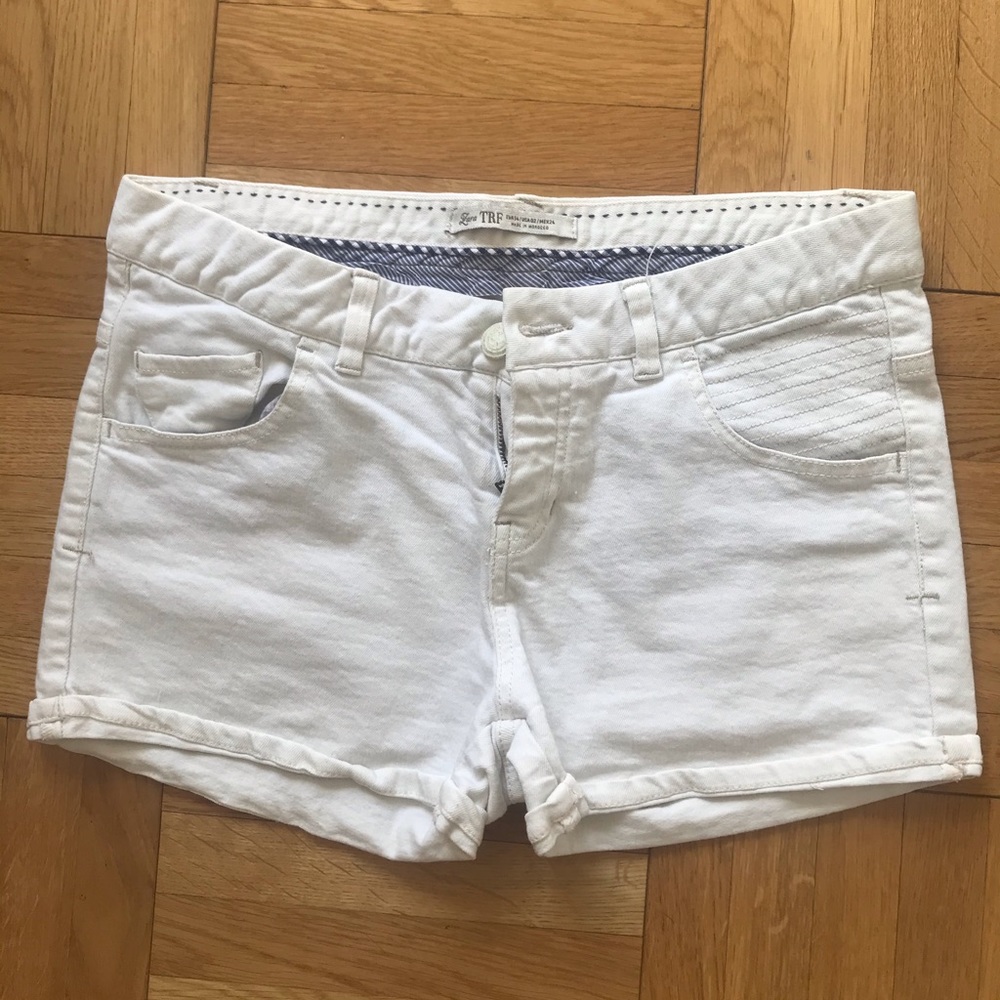 Zara white denim shorts